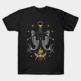 Twin Mermaids with Moon & Stars T-Shirt